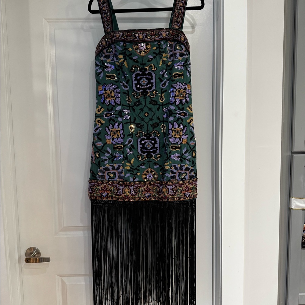 By Anthropologie Slim Fringed Mini Dress